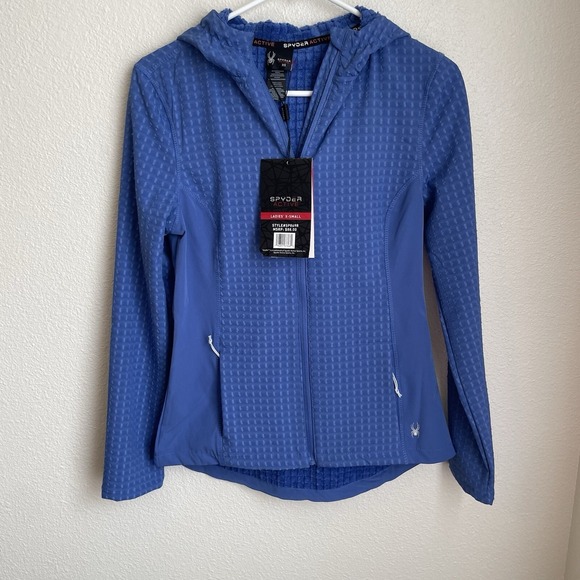 Spyder Women's Full-Zip Knit Sweater Jacket Size XSmall‎ Blue Lightweight Fleece - Picture 1 of 7